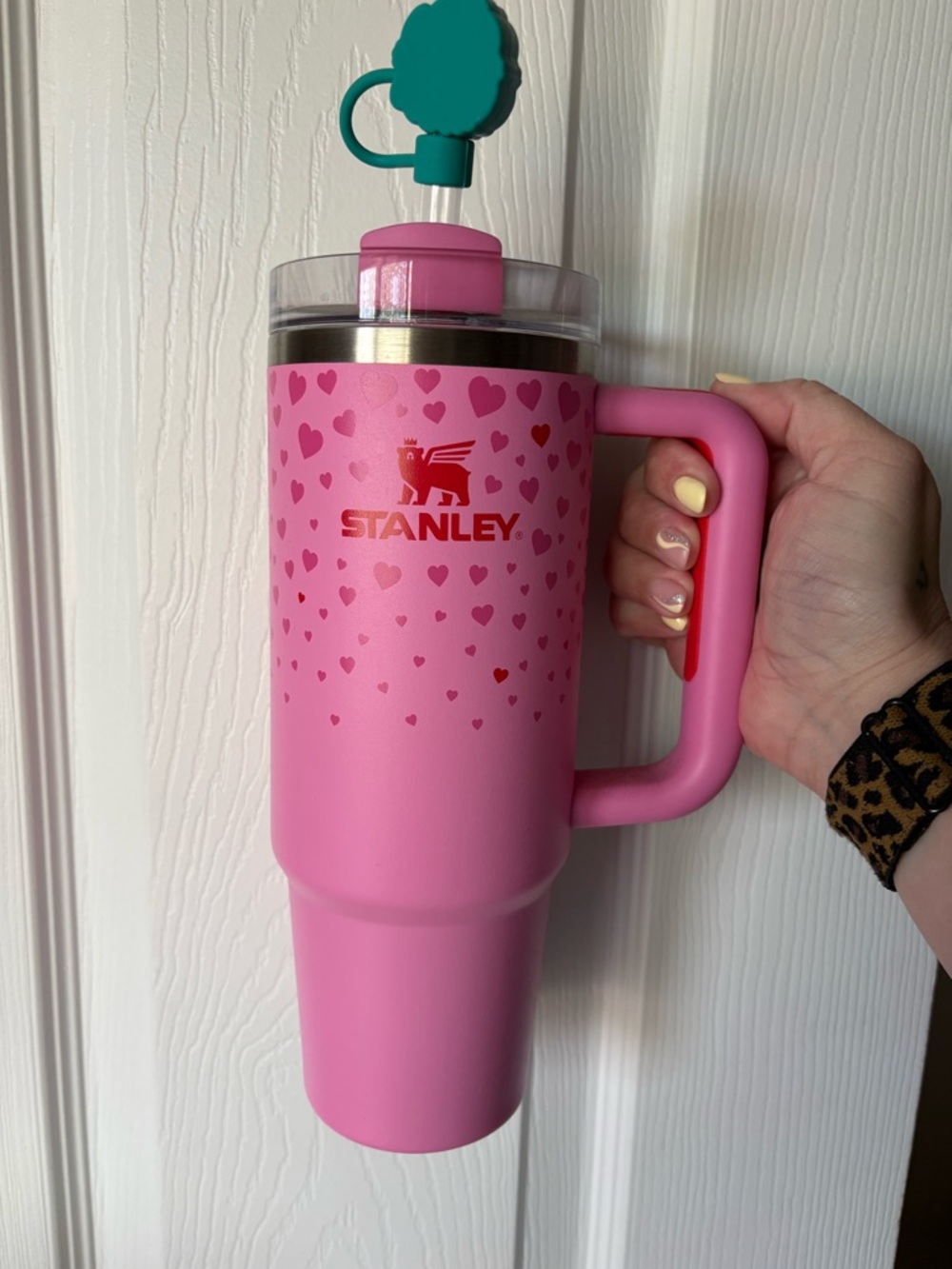 Stanley Pink Heart Handle Tumbler